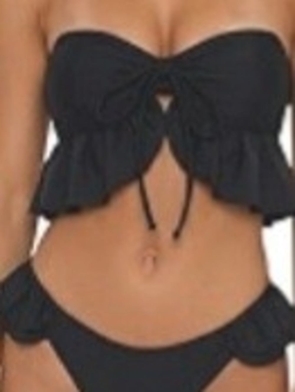 Set Of 2 - Black Ruffle Bikini Set - M&L